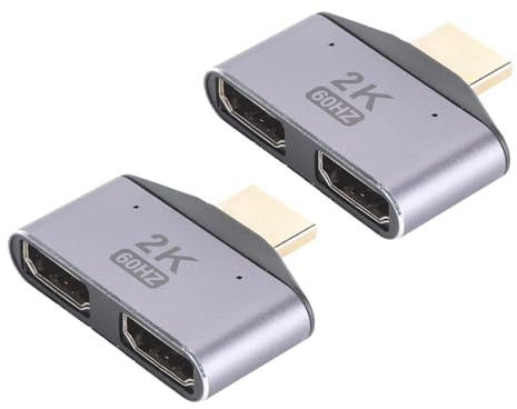 ciciglow HDMI Compatible Splitter 1 in 2 Out 2pcs, 8gbit / S 2k@60Hz Laptop Splitte, Bidirektionaler Computersplitter mit LED Light LCD, UP Conversion DVD -Player, HDTV
