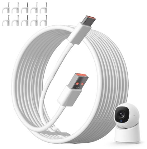 USB C Cable 5M, Extra Long USB A to USB C Power Extension Cable Compatible with Camera eufy Ring Pan-Tilt CCTV WiFi Security Camera 16.4FT Type C Charging Cables Continuously Charging Cord(White)