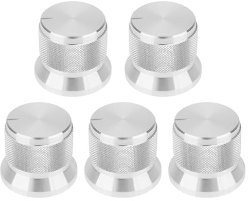 VGOL Aluminium-Knauf, 20 x 17 mm, geeignet für 6 mm D-Typ-Schaft-Potentiometer, Silber, 5 Stück