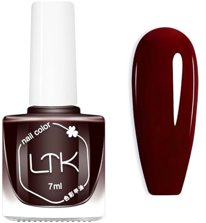 Dark Red Nail Polish - Cherry Red Nail Varnish Quick Dry - 7ml Burgundy Long Lasting Nail Polish - High Gloss Wine Red Nail Varnish,Oil Based Formula,Nail Art Starter Manicure Salon DIY at Home