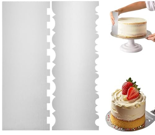 YAZWUR 2 PCS Raschietti per Torte in Acciaio Inox – Set Professionale di Spatole per Dolci, Carte per Impasti & Levigatori Fondant per Crema al Burro, Accessori da Pasticceria, Violino (22x8cm)