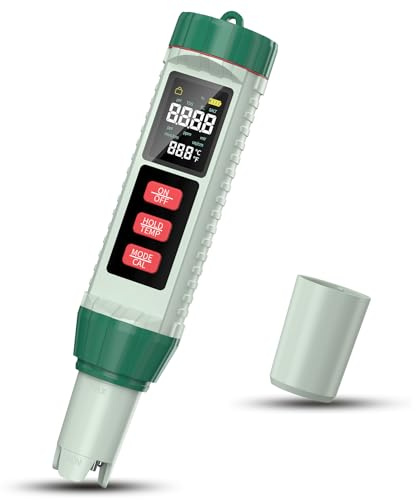 5 in 1 PH Messgerät Wasser, PH/TDS/EC/Salzgehalt/Thermometer mit LCD-Display, Automatischer Temperatur Kompensations，Hochpräziser Wassertester，Geeignet für Trinkwasser, Schwimmbäder, Aquarien
