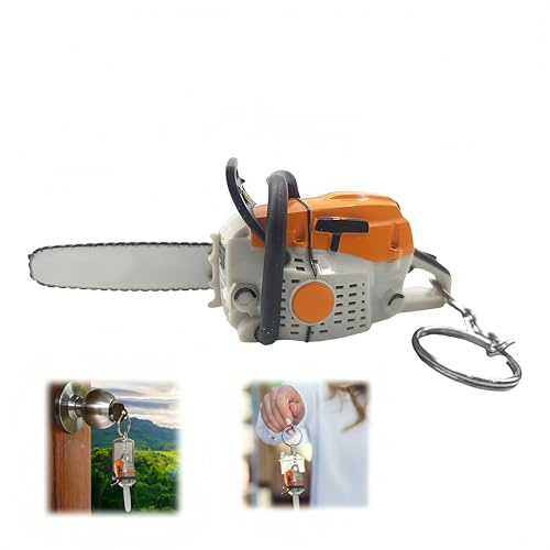 Chainsaw Keychain, Portable Chainsaw Key Ring, Outdoor Tool Themes Pruning Firefighting Chainsaws with Realistic, Gift for Him & Tool Enthusiasts (Muiticolor-A (1PCS))