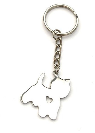 FizzyButton Gifts Yorkshire Terrier Puppy Dog Keyring Key Ring with Stainless Steel Yorkie Silhouette Charm and Turquoise Gift Box