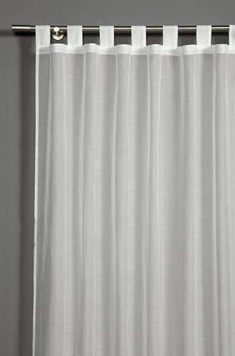 Sehlbach Fertiggardine mit Schlaufen, Voile Uni, Creme, 140 x 235 cm Gardinen, Lichtdurchlässig, Blickdicht, Einfache Dekoration, Öko-Tex Zertifiziert, Inklusive Kürzungsband