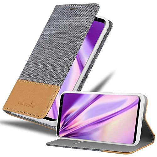 Cadorabo Hülle kompatibel mit Samsung Galaxy S9 aus Premium Jeans und Kunst Leder Flip Klappbare Stoßfeste Magnetische [Standfunktion] [Kartenfächern] Cover Hülle für Galaxy S9 Tasche in Grau