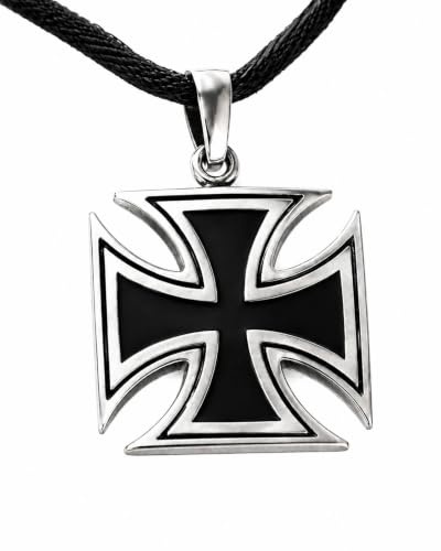Kiss of Leather Eisernes Kreuz Anhänger aus 925 Sterling Silber mit Silberkette 1 mm, 41-66 cm (66) SI.333