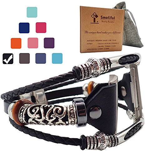 Smatiful Uhr Armband Zubehör für Damen und Herren, Verstellbar Leder Ersatz Sport Watch Band for Fitbit Ionic , Schwarz