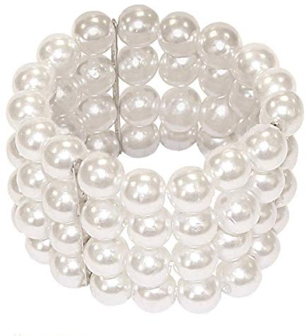 W WIDMANN MILANO Party Fashion 07785 - Deluxe Perlenarmband, Weiß, Einheitsgröße, Accessoire, Karneval, Mottoparty