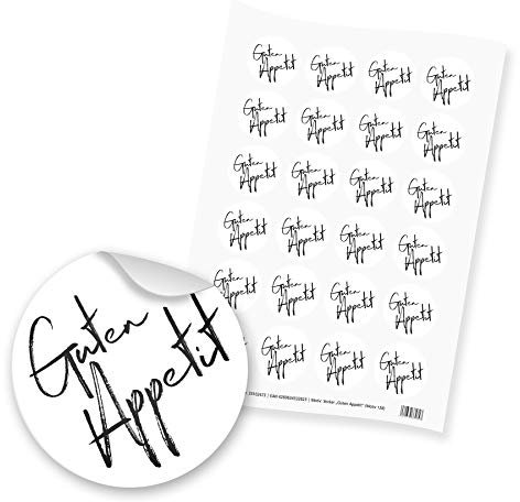 itenga 24x Sticker Aufkleber Guten Appetit (Motiv 128) schwarz weiß - Dinner Gäste Beisammensein Essen Trinken Feier