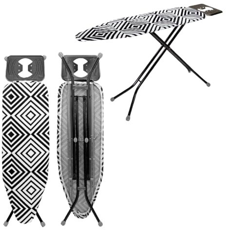 Anika 63589 Deluxe Ironing Board with Silicone Protected Rest | 120cm x 38cm | Folds Away Flat | Non-Slip Feet | Adjustable Height, Steel