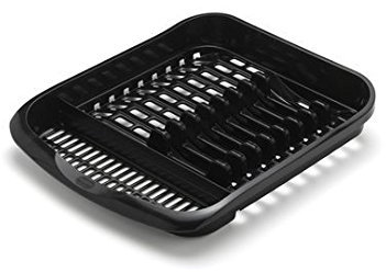 Addis Large Kitchen Sink Dish Drainer Plate Rack Holder Plastic Cutlery Storage (Black)