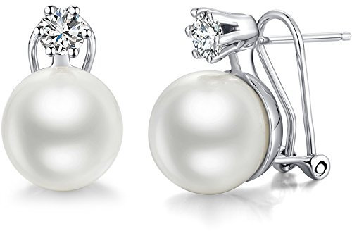Perlenohrringe Silber 925 Perlen Ohrstecker Ohrringe Damen Weiße Ohrstecker Ohrringe Perlen mit echten Set für Damen 13mm