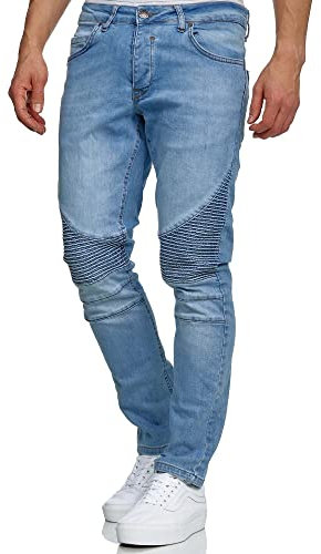 Tazzio Jeans Herren Slim Fit Biker Destroyed Look Stretch Jeanshose Hose Denim 16517 (33W/32L, Hellblau)