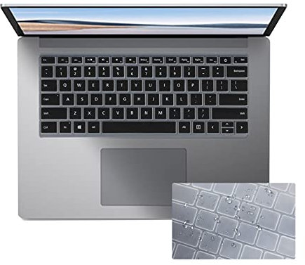 2 Pack Keyboard Cover for Microsoft Surface Laptop 6 5 4 3 13.5 & 15, Surface Laptop Studio 14.4 Keyboard Skin US Layout-Black+Clear