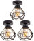 TOKIUS Deckenlampe, 16CM Vintage Deckenleuchte im Industrial Design Retro E27 Lampe aus Eisen Käfig Pendelleuchte Schwarz (3 Stücke)
