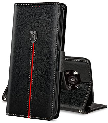 Coque Xiaomi Poco X3 Pro / Poco X3 NFC, Rabat Portefeuille Cuir Etui, Slim TPU Silicone Bumper Housse, Porte Cartes avec Fonction Support Cover, Antichoc Case pour Xiaomi Poco X3 NFC/ Poco X3 Pro Noir