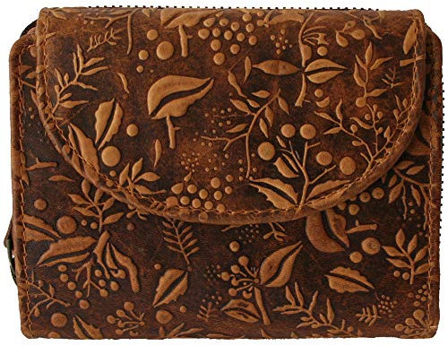 XL Geldbörse Portemonnaie, Portmonee aus Leder Frauen Damen Langbörse mit RFID Schutz Geldbeutel Geldtasche Frauen Netz Design (braun)