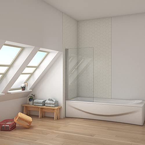 Ducha Casa 140x80cm Mampara de bañera abatible Perfil aluminio cromado, Cristal 6mm templado
