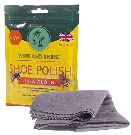 Kaps Wipe and Shine Shoe Polish Cloth, Quick Polishing Cloth for Shoes and Boots, 100% Cotton with Natural Beeswax for Exceptional Shine, Made in UK