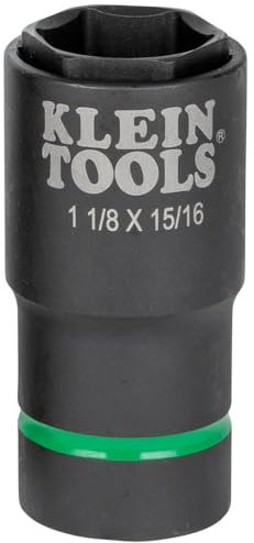Klein Tools 66066 Douille à choc profonde 2 en 1, 6 pans 3,8 cm et 15/16, utilisation avec clés à chocs BAT20-CW, BAT20-CW