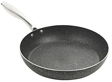 URBN-CHEF Pressed Aluminum Frying Pans with Marble Granite Non Stick Coating and Stainless Steel Handles Suitable for Gas Electric Induction Oven (20cm)