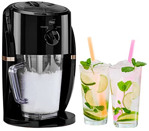 Neo Ice Crusher Slush Machine, Black and Copper | Electric Crushed Ice Maker, Removable Jug, For Blending Slushies, Cocktails, Frappe, Coffee and Iced Tea