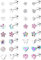 Diamday 16 Paia Orecchini a Vite per Ragazze e Donne - Acciaio Inossidabile, Piccolo Cartilagine, CZ Cuore Fiore, Piercing Piatto Perno Set - Tragus Helix Multicolore B