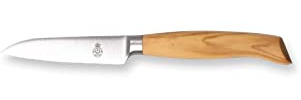 WEITZ Gemüsemesser 9 cm Edelstahl mit Olivenholzgriff | Präzises Obstmesser, Rostfreier Edelstahl, Kleines Küchenmesser aus Solingen, Made in Germany, Ergo-Line