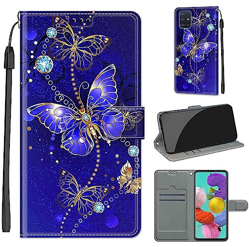for Samsung Galaxy A51 Case, PU Leather Wallet Book Flip Folio Stand View Cover Pouch Compatible with Samsung A51 4G Phone Case (Butterfly)