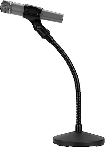 Geekria for Creators Gooseneck Tabletop Microphone Stand with Flexible Arm, Adjustable Desk Mic Holder with Weighted Base, Compatible with Shure KSM11, SM57, TONOR D5, K1