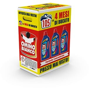 Omino Bianco - Detersivo Lavatrice Liquido Color+, 105 Lavaggi, Specifico per Capi Colorati, Tecnologia Salva i Colori e Cattura il Grigiore, 1400 ml x 3 Confezioni