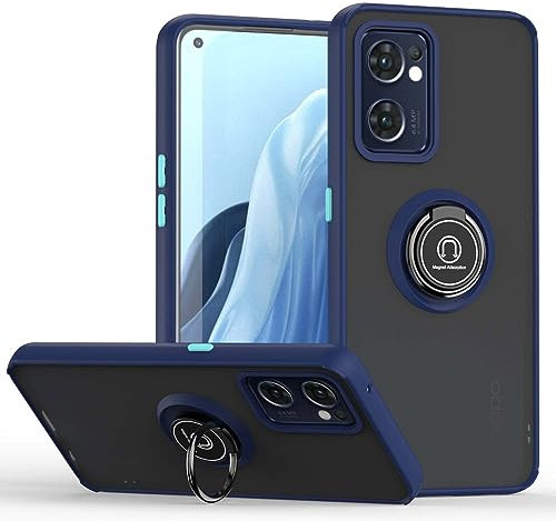 UPLAI Funda para OPPO Find X5 Lite 5G, Antigolpes Ultra Delgado Carcasa con Soporte Magnético Anillo, PC + Suave TPU Bumper Moda Escarchado Estuche Caso.(Azul Real)