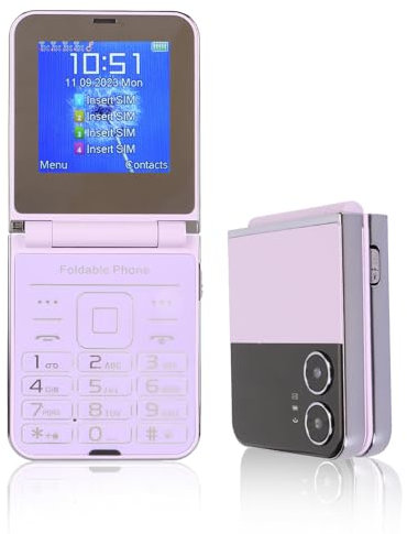 ASHATA 2G Klapphandy mit Großen Tasten für Senioren, Einfach zu Bedienendes Klapphandy für Senioren, 2 Bildschirme mit 1,3 MP, 4 SIM Kartensteckplätze, Lauter Sound Basic, Integrierte
