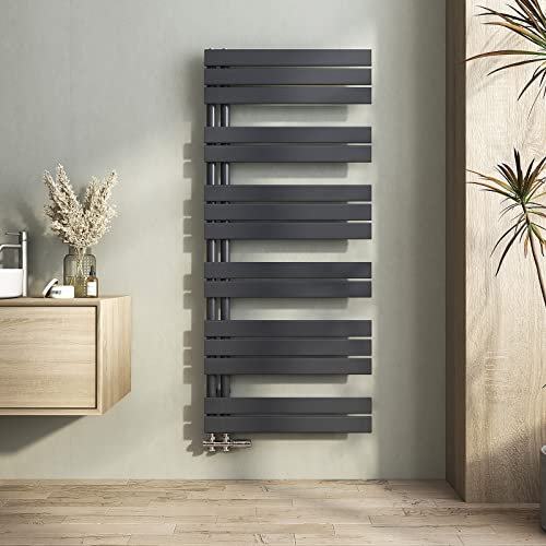 Heilmetz Termosifoni Moderni 1385x500mm Termoarredo Bagno Interasse 50 Radiatore Scaldasalviette Da Parete G1/2, Vertical, Scaldasalviette Bagno Termosifone Acciaio, Antracite
