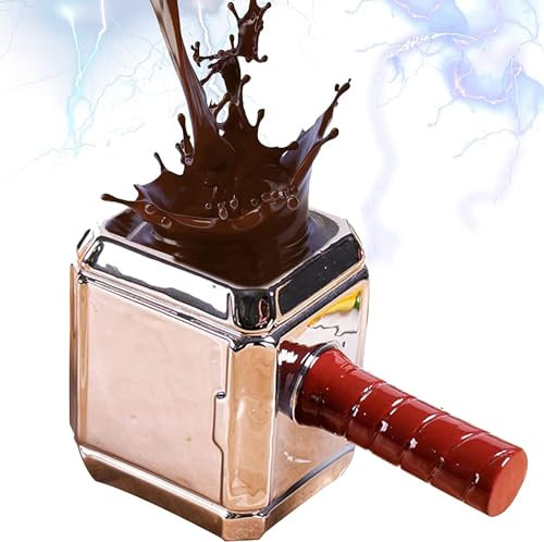 LUCYLANKER Thor Hammer Mug, Funny Shaped Coffee Mug, Marvel Themed 3D Mugs, Ceramic Novelty Gift Cup, Personalised Cartoon Gifts for Men, Ideal for Office Decorations and Collectibles, 600ml/20oz