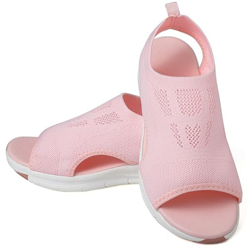 NUTTOPL Sandali Moda Donna Sandali Sportivi Estivi Beach Sport Sandali Outdoor Trekking Escursionismo Sandali Casual Antiscivolo Traspiranti Facile Indossare Rosa 38 EU