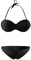 Generisch Twist Push Up Bandeau Bikini mit Niedriger Taille Ring Cutout Tanga Bademode Bauchweg Badeanzug(Schwarz, M)