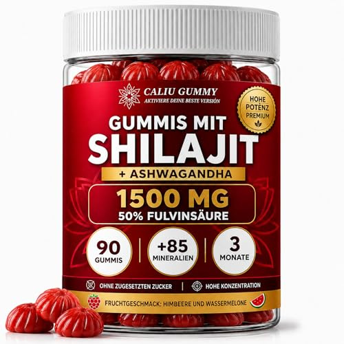 Shilajit Pur Himalaya mit Ashwagandha | 1500 mg | 50% Fulvinsäure | Mumijo | +85 Mineralien | Energie, Fokus & Leistungsfähigkeit | Adaptogen | 90 Gummies | 3 Monate | Vegan & Zuckerfrei gummibärchen