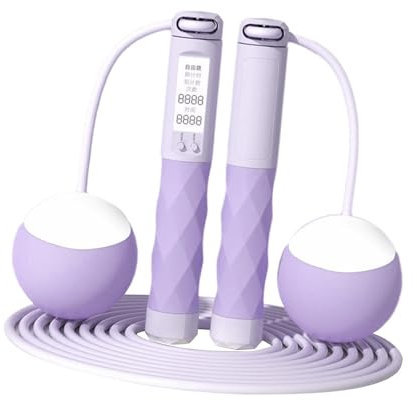 rockible Corde à Sauter avec comptage numérique, Corde à Sauter réglable avec Compteur de Calories, Corde à Sauter sans Fil pour Salle de Sport, Fitness, Violet