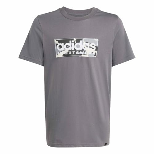 adidas Boy's CAMO Box Junior Boys Tshirt, Grey Five, 13-14 Years