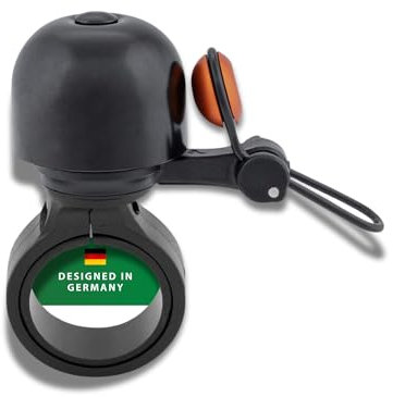 CONTEC Fahrrad-Klingel Diamond Bing, Bike-Glocke, Bell, 22,2 mm Durchmesser, Standard-Lenker-Halterung, verstellbar, laut, Messing, schwarz und orange