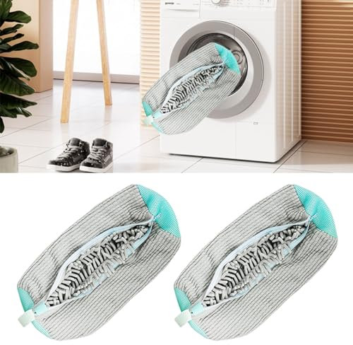 Uixxducc 2 Stück Schuhwaschbeutel Waschmaschine Waschbeutel Wäschesack Schuhe Sneaker Multi Schutz Wäschenetz Dicker Wäschesack Erhöhte Reibung im Inneren (Grau)