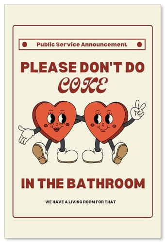 Poster Please Dont Do Coke In The Bath, Retro, lustig, beige, Badezimmer-Wandkunst, Vintage, niedliche Herzen, Leinwanddrucke für Toilette, Badezimmer, WC, Wanddekoration, 40,6 x 61 cm, ungerahmt