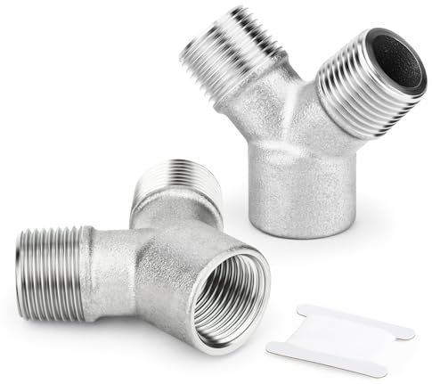 ERGAOBOY 2 PCS Convertitore di raccordi a Y, 1/4 maschio x 1/4 maschio x 1/4 femmina filettatura conica frazionaria, acciaio inox 304 filettatura fusa a 3 vie raccordo a Y raccordo a dado