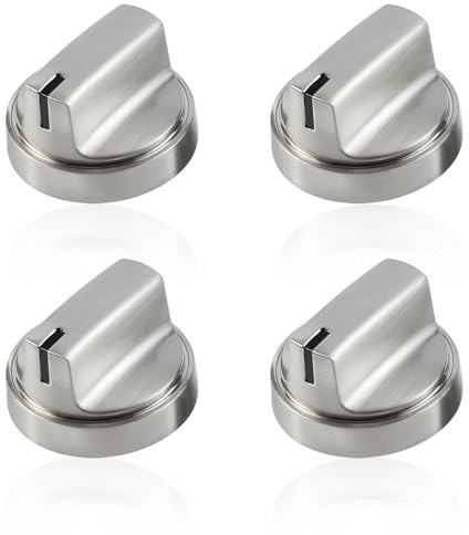 atgestore WB03X29300 Stainless Steel Stove Knobs Replacement for GE Stove Parts Gas Range Knobs JGP3030SLSS JGP3036SL1SS JGP3030SL1SS GE Cooktop Knob Metal Control Surface Burner Knobs 4 Pcs