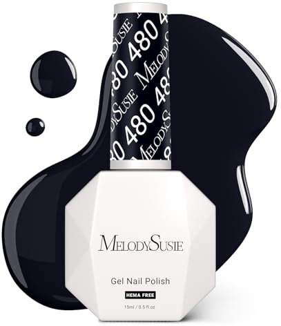 MelodySusie Hema Free Gel Nail Polish, 0.5 Fl Oz Thick Black Gel Polish, Non Toxic, Long Lasting, Soak Off UV Nail Polish, Manicure Nail Design Salon DIY Nail Art at Home 480