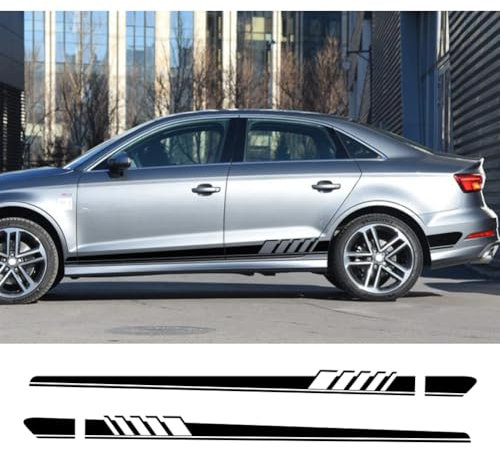 2 STÜCKE Auto-Seitenschweller-Aufkleber, für Audi A3 8P 8V A4 B6 B8 B7 A6 C5 C6 C7 Q3 Q5 Q7 TT Long Line Vinylfolie Aufkleber Autozubehör