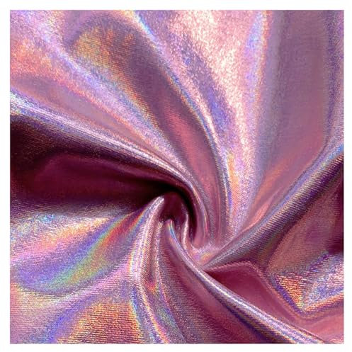 AMateschitz Tissu holographique arc-en-ciel au laser scintillant - Tissu élasthanne magique irisé - Dégradé de couleurs - Brillant - Tissu extensible pour fond DIY, couture, vêtements - Rose - 3 m