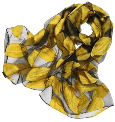 BESTYASH Sommer Schal Aus Organza Uv-schutz Cape Mit Buntem Blattmuster Elegantes Tuch Für Damen Praktisches Accessoire Für Strand Oder Alltag Schönes Für Freundinnen